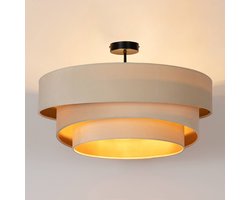 Lindby - plafondlamp - 3lichts - IJzer, textiel - H: 36.8 cm - E27 - crème, goud