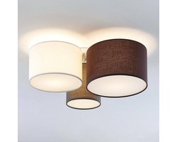 Lindby - plafondlamp - 3lichts - Stof, metaal - H: 25.5 cm - E27 - grijs, wit, bruin