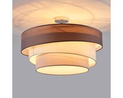 Lindby - plafondlamp - 3lichts - Stof, metaal - H: 36.8 cm - E27 - grijsbruin, wit, grijs, chroom