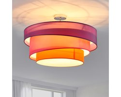 Lindby - plafondlamp - 3lichts - Stof, metaal - H: 36.8 cm - E27 - paars, roze, oranje, chroom