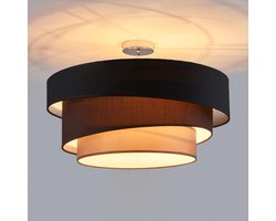 Lindby - plafondlamp - 3lichts - Stof, metaal - H: 36.8 cm - E27 - zwart, bruin, grijs, chroom
