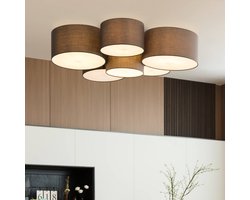 Lindby - plafondlamp - 6lichts - Textiel, metaal - H: 21.5 cm - E27 - antraciet
