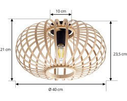 Lindby - plafondlamp hout - 1licht - Bamboe, ijzer - H: 20 cm - E27 - natuurlijk bamboe, zwart