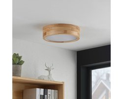 Lindby - plafondlamp hout - 2lichts - Eikenhout, kunststof - H: 8 cm - E27 - licht hout, wit