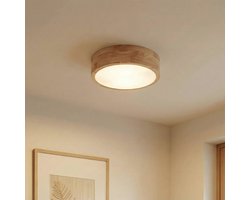 Lindby - plafondlamp hout - 2lichts - rubberhout, kunststof - H: 8 cm - E27 - licht hout, wit