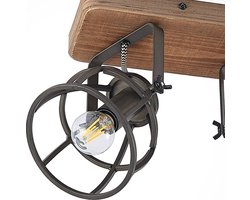 Lindby - plafondlamp hout - 3 lichts - metaal, hout - H: 20 cm - E14 - zwart, bruin