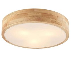 Lindby - plafondlamp hout - 3lichts - rubberhout, kunststof - H: 8 cm - E27 - licht hout, wit
