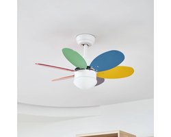 Lindby - Plafondventilatoren met verlichting - 1licht - Ijzer, acryl, multiplex - H: 42 cm - E27 - oranje, rood, blauw, groen, grijs, geel, wit