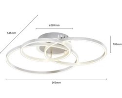 Lindby - Slimme plafondlamp- met dimmer - CCT - 1licht - Aluminium, metaal, kunststof - H: 10.6 cm - satijn nikkel - Inclusief lichtbron