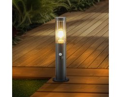 Lindby - Sokkellampen - 1licht - IJzer - H: 45 cm - E27 - antraciet, transparant