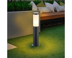 Lindby - Sokkellampen - 1licht - Roestvrij staal - H: 45 cm - E27 - antraciet, transparant