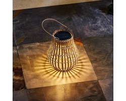 Lindby - Solar buitenverlichting- met dimmer - 1licht - Bamboe - H: 21.8 cm - hel hout - Inclusief lichtbron