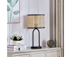 Lindby - Tafellamp - 1licht - Rotan, metaal - H: 50 cm - E27 - hel hout