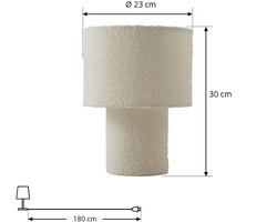 Lindby - Tafellamp - 1licht - Textiel - H: 30 cm - E27 - wit