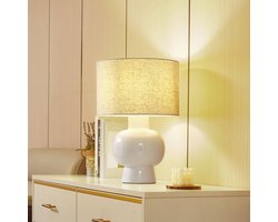 Lindby - Tafellamp - 1licht - Textiel, keramiek - H: 46 cm - E27 - wit