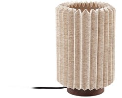 Lindby - Tafellamp - 1licht - walnoothout, linnen - H: 30 cm - E27 - Donker hout, lichtgrijs