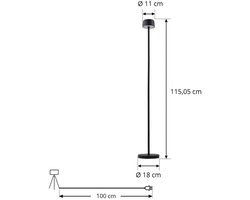 Lindby - Terraslampen- met dimmer - 1licht - Aluminium, ABS, polycarbonaat - H: 115.05 cm - zwart - Inclusief lichtbron