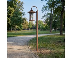 Lindby - Tuinpad verlichting - 1licht - Aluminium, glas - H: 109 cm - E27 - roest, transparant