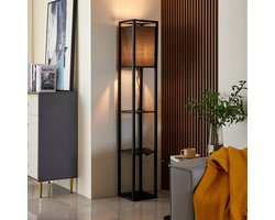 Lindby - vloerlamp - 1licht - Hout - H: 159 cm - E27 - zwart