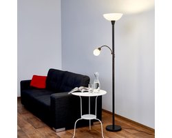 Lindby - vloerlamp - 2lichts - Metaal, glas - H: 180 cm - E27 - roest, witte albast, witte opaal