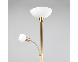 Lindby - vloerlamp - 2lichts - Metaal, glas - H: 182.5 cm - E27 - messing, wit, opaal wit
