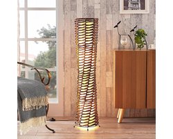 Lindby - vloerlamp - 2lichts - Papier, stof, metaal - H: 110 cm - E27 - bruin, wit