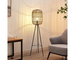 Lindby - vloerlamp hout - 1licht - Hout, metaal - H: 139 cm - E27 - naturel, zwart