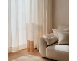 Lindby - vloerlamp hout - 1licht - Hout, textiel - H: 100 cm - E27 - Hout licht, beige