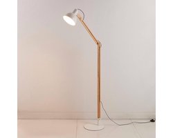 Lindby - vloerlamp hout - 1licht - Metaal, essenhout - H: 146 cm - E27 - wit, as