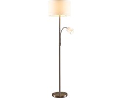 Lindby - vloerlamp - stof, metaal - H: 170 cm - wit, mat nikkel