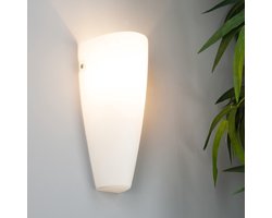 Lindby - wandlamp - 1licht - Glas, metaal - H: 30 cm - E27 - opaalwit, nikkel satijn
