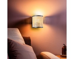 Lindby - wandlamp - 1licht - Rotan - H: 20 cm - E27 - hel hout