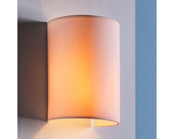 Lindby - Wandlamp - 1licht - Stof, metaal - H: 20 cm - E27 - wit, mat nikkel