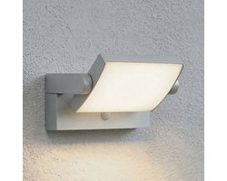 Lindby - Wandlampen buiten - 1licht - Aluminium, kunststof - H: 14.5 cm - lichtgrijs, wit satijn - Inclusief lichtbron