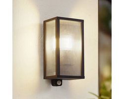 Lindby - Wandlampen buiten - 1licht - Aluminium, polycarbonaat - H: 29 cm - E27 - zwart, transparant