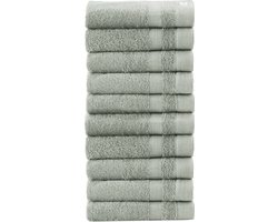 Linden&Green - Set Handdoeken - 10 delig - 10 Handdoeken 50x100 cm - 100% Katoen - Groen Handdoek - Gastendoekjes - Handdoek Groen - Handdoeken Groen - Pale Olive