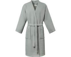 Linden&Green - Unisex Sauna Badjas - 100% Katoen wafel Badjas - L - Groen - Katoen wafel - Sauna Badjas - Badjassen - Kimono - Wafel Badjas dames - Maat L