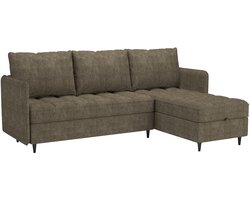 Lindhus| Sofa 3-zitter met opbergOmkeerbare chaise in bruine stof