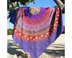 Lindian style - XL Strandlaken - groot strandkleed - Paars/Geel/groen/roze - zomer pakket - cadeau personeel - Duurzaam katoen - Dun standkleed