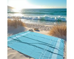 Lindian style - XL strandlaken - groot strandkleed - Turquoise strandlaken - Tweepersoons strandkleed - XL strandlaken - Groen/blauw - Gestreept strandlaken
