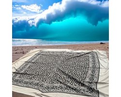 Lindian style - XL strandlaken - Tweepersoons strandlaken - Groot strandlaken - leopard panter strandkleed - panter print - Tweepersoons strandkleed - XXL strandlaken - XL strandkleed - Picknickkleed - Zwart/bruin