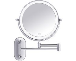 Lindo Make up spiegel met verlichting-Wandspiegel-Badkamer-Douche-Scheerspiegel-Chroom-LED Verlichting-10x Zoom