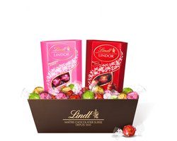 Lindt Geschenkset - Chocolade bundel 600 gram - 6 smaken LINDOR chocolade bonbons - Melkchocolade, Pistache chocolade, Aardbei & Room, Kokos chocolade & Witte chocolade -Moederdag Cadeautje