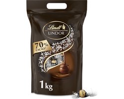 Lindt LINDOR 70% pure chocolade bonbons 1kg - 80 zacht smeltende pure chocolade bonbons - hersluitbare verpakking
