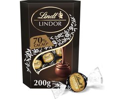 Lindt LINDOR 70% pure chocolade bonbons 200 gram - 16 zacht smeltende pure chocolade bonbons - Kerstcadeau