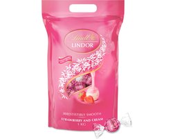 Lindt LINDOR Aardbei & Room witte chocolade bonbons 1kg - 80 zacht smeltende chocolade bonbons