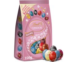 Lindt LINDOR chocolade Paaseitjes gemengd 350 gram - Karamel-Zeezout, Witte chocolade, Melkchocolade, Pure Chocolade, dubbele chocolade - Pasen