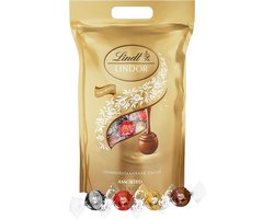 Lindt LINDOR Gemengde chocolade bonbons - 1000g - ca. 80 gemengde chocolade bonbons - Melkchocolade, Pure Chocolade, Witte Chocolade & Hazelnoot chocolade