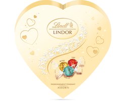 Lindt LINDOR Hart Gemengde Chocolade Bonbons 160 gram - Chocolade Cadeau - Premium Cadeauverpakking - Melkchocolade, Witte Chocolade, Kokos Chocolade