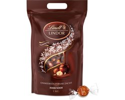 Lindt LINDOR Hazelnoot melkchocolade bonbons 1kg - 80 zacht smeltende chocolade bonbons - Hersluitbare verpakking